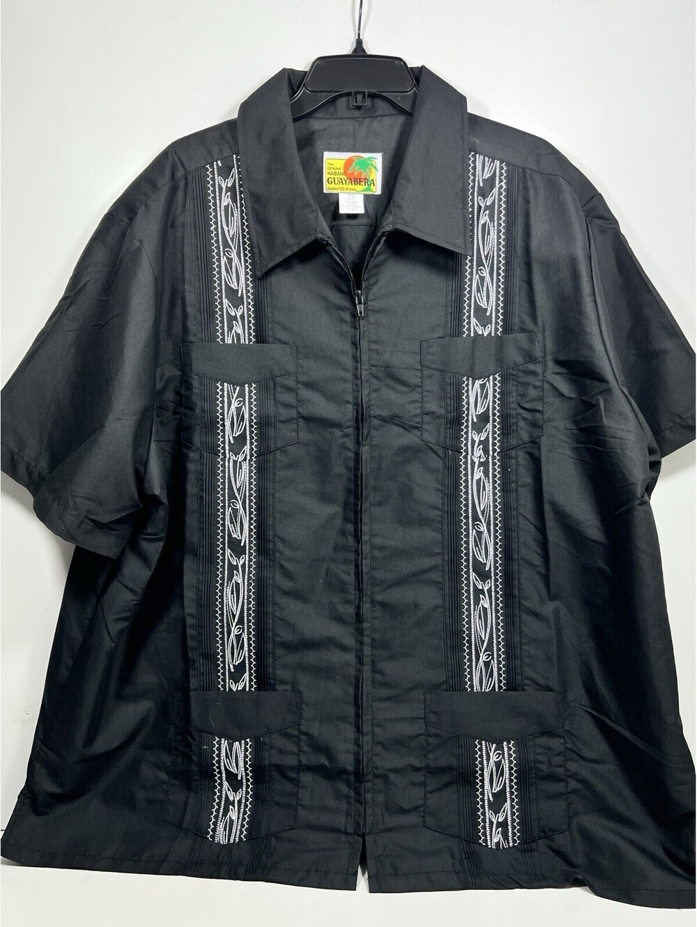 Lot Of 4 The Genuine Haband Guayabera Men Short Sleeve Zip Shirt Sz XX - Picture 6 of 9